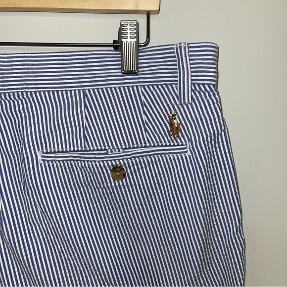 Polo Ralph Lauren Shorts Men's Size 34 Blue & White Stripe Seersucker Cotton - Picture 7 of 13